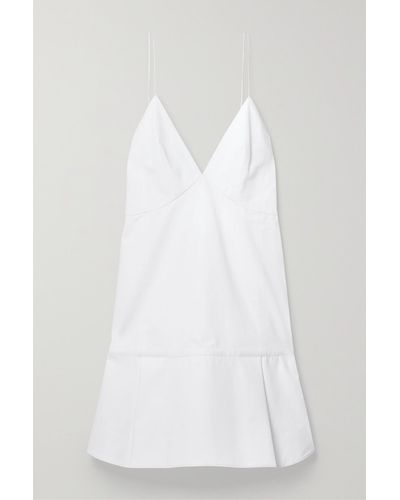 Khaite Archie Pleated Cotton-poplin Mini Dress - White