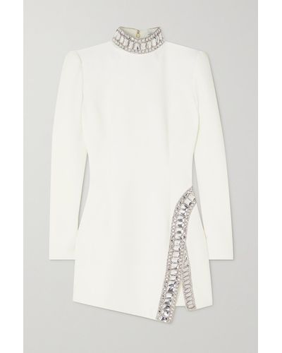 Andrew Gn Crystal-embellished Cady Mini Dress - White