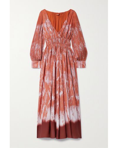 Altuzarra Kathleen Gathered Tie-dyed Crepe De Chine Maxi Dress