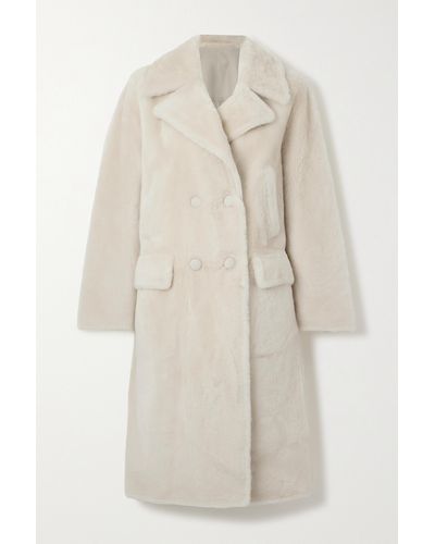Yves Salomon Double-breasted Shearling Coat - Natural