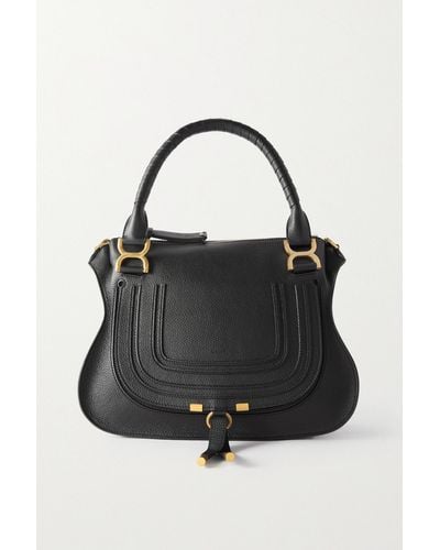 Chloé Marcie Medium Textured-leather Shoulder Bag - Black
