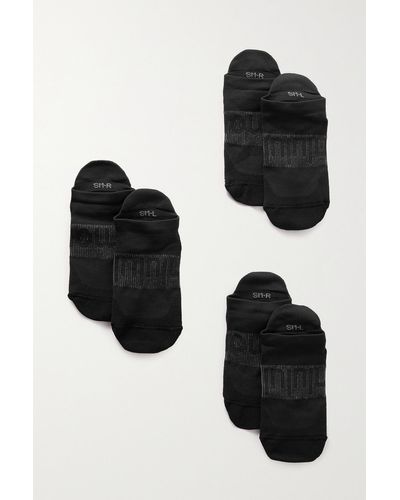 lululemon athletica Power Stride Set Of Three Stretch-knit Socks - Black