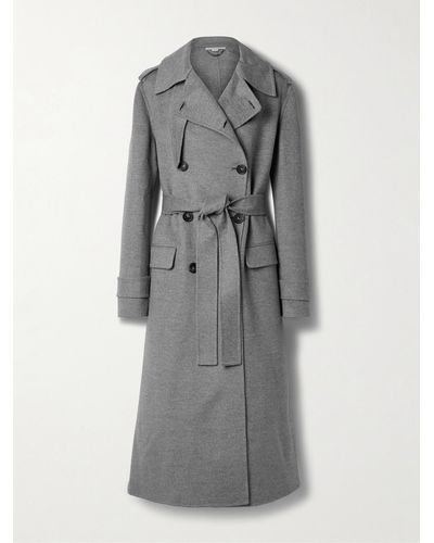 Stella McCartney Trench-coat À Double Boutonnage En Feutre De Laine Mélangée À Ceinture - Gris