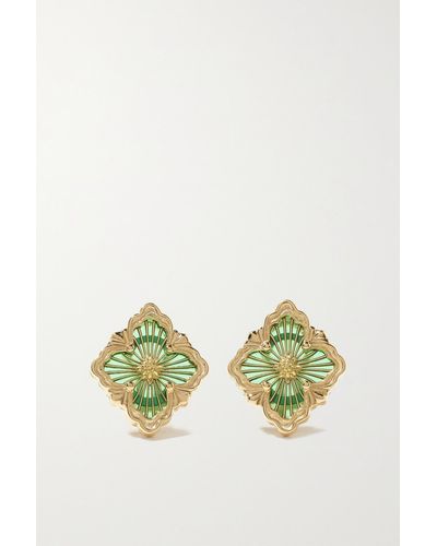 Buccellati Opera Tulle 18-karat Gold Enamel Earrings - Green