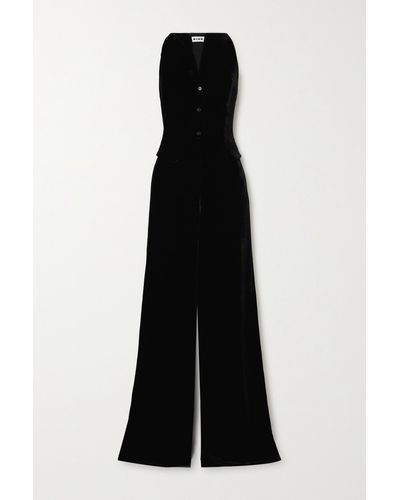 RIXO London Sienna Velvet Jumpsuit - Black