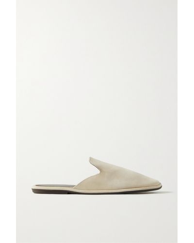 The Row Franco Suede Slippers - White
