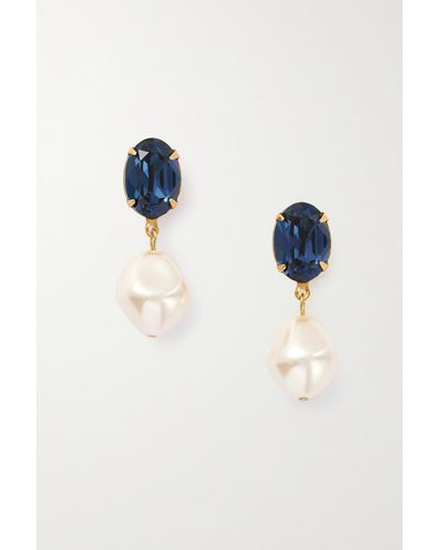Jennifer Behr + Net Sustain Snake Vergoldete Ohrringe Mit Kristallen Und Kunstperlen - Blau