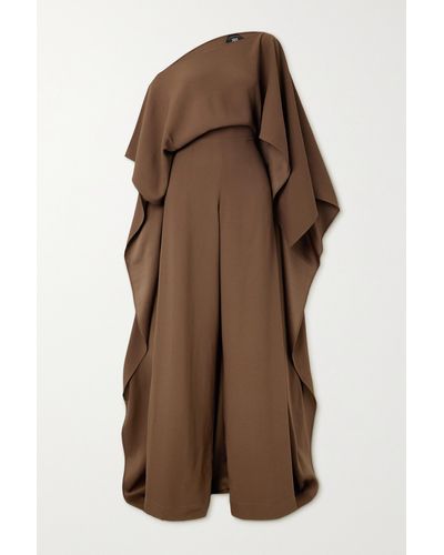 ‎Taller Marmo Jerry Cape-effect One-shoulder Crepe Jumpsuit - Brown