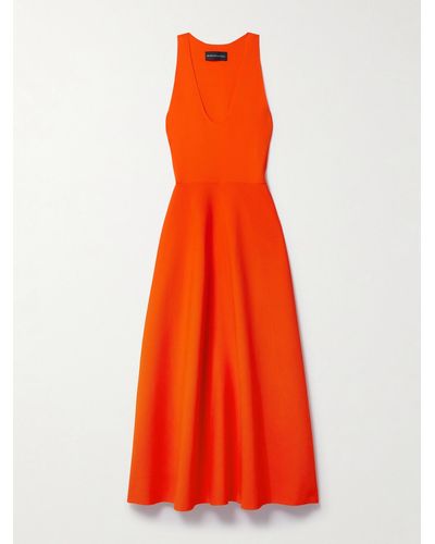 Brandon Maxwell Stretch-knit Midi Dress - Orange