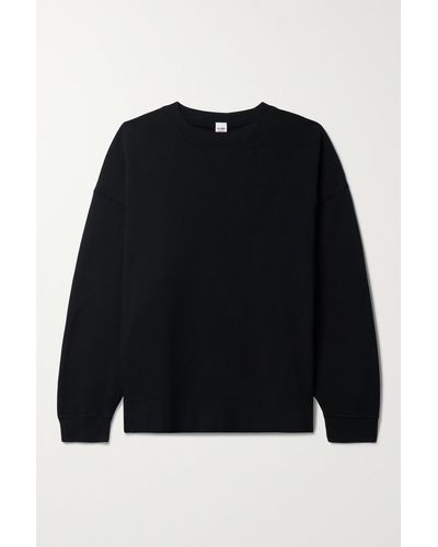 RE/DONE + Hanes Oversized Cotton-jersey Sweatshirt - Black