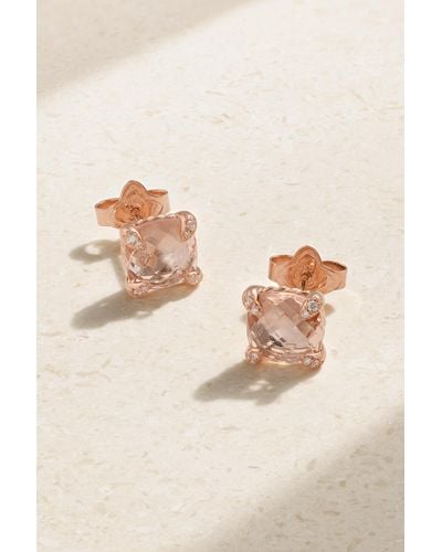 David Yurman Boucles D'oreilles En Or Rose 18 carats (750/1000), Morganites Et Diamants Châtelaine - Neutre