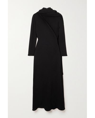 The Row Pascal Draped Silk-crepe Maxi Dress - Black