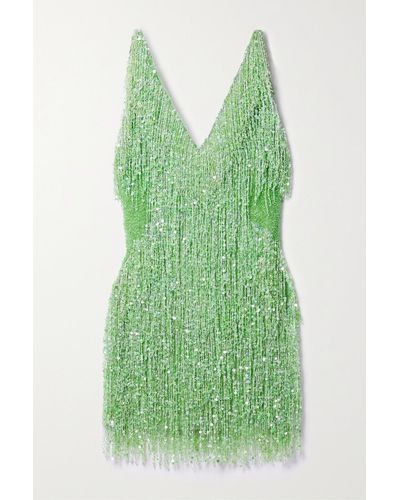 Naeem Khan Gatsby Embellished Tulle Mini Dress - Green