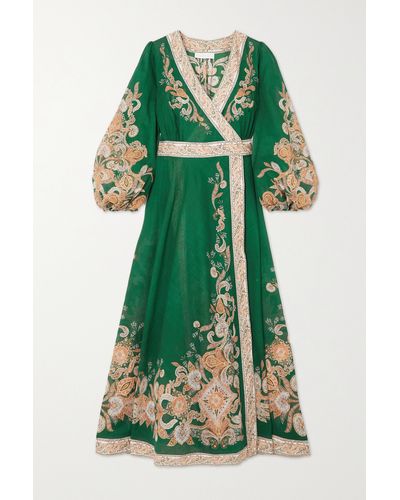 Zimmermann Devi Paisley-print Wrap Dress - Green