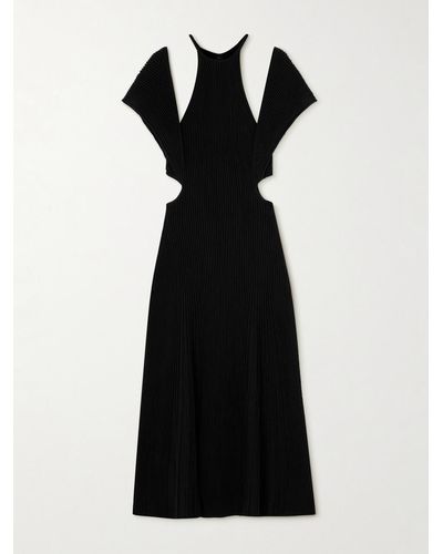 Chloé Cutout Ribbed Wool Gown - Black