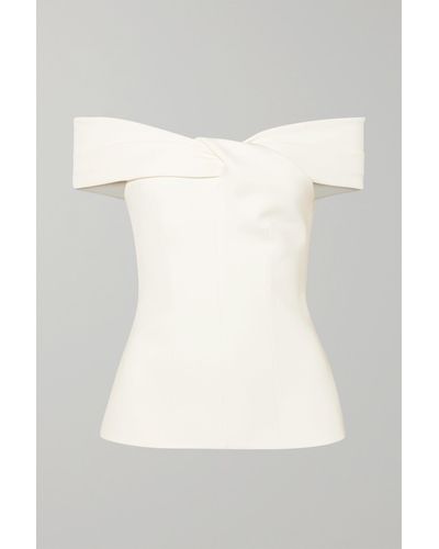 Safiyaa Off-the-shoulder Twist-front Crepe Top - White