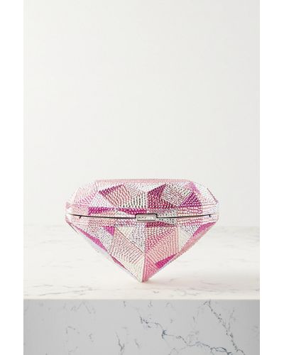 Judith Leiber Diamond Silberfarbene Clutch Mit Kristallen - Pink