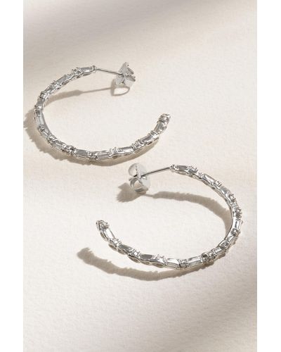 Suzanne Kalan 18-karat White Gold Diamond Hoop Earrings - Natural