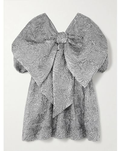 Simone Rocha Oversized Bow-detailed Metallic Cloqué Mini Dress - Grey