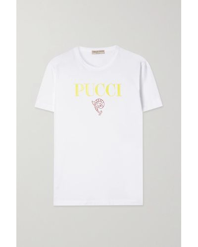 Emilio Pucci T-shirt Aus Baumwoll-jersey Mit Print - Weiß