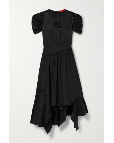 Commission Canyon Asymmetrisches Kleid Aus Seidensatin Und Popeline Aus Einer Baumwollmischung - Schwarz