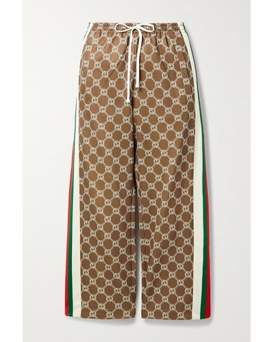 Gucci Webbing-trimmed Printed Tech-jersey Track Trousers - Natural