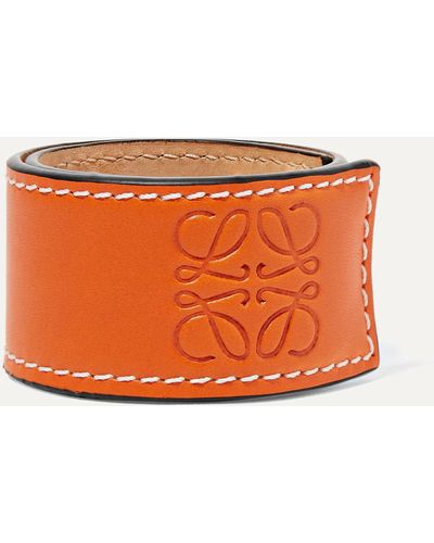 Loewe Logo-embossed Leather Bracelet - Orange