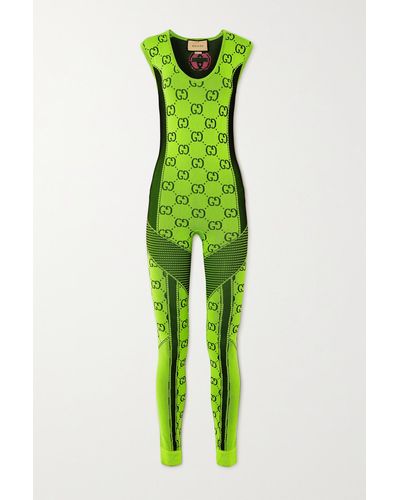 Gucci Love Parade Jumpsuit Aus Neonfarbenem Stretch-jacquard - Grün
