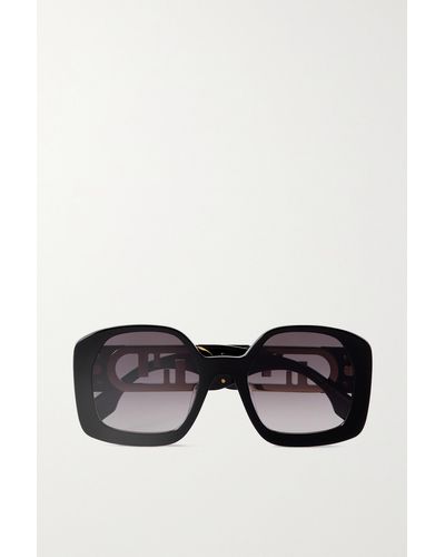 Fendi O'lock Oversized Square-frame Acetate And Gold-tone Sunglasses - Black