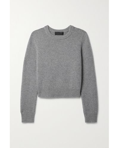 Nili Lotan Poppy Cropped Brushed Cashmere Jumper - Grey