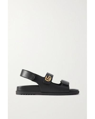Gucci Moritz Slingback-sandalen Aus Leder Mit Logoverzierung - Schwarz