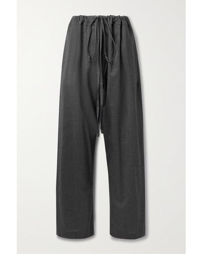 The Row Argent Silk And Cotton-blend Wide-leg Pants - Gray