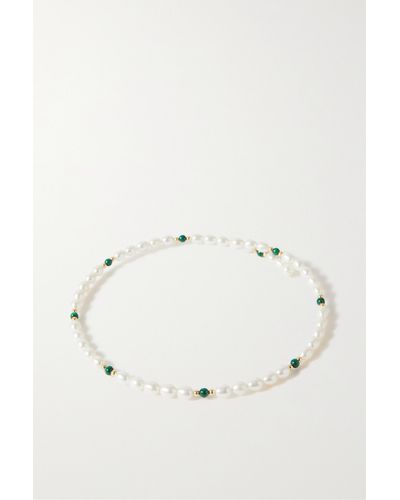 Anissa Kermiche The Pearl Next Door 9-karat Gold, Pearl And Malachite Necklace - Natural