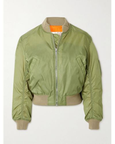 Victoria Beckham Cropped Padded Shell Bomber Jacket - Green
