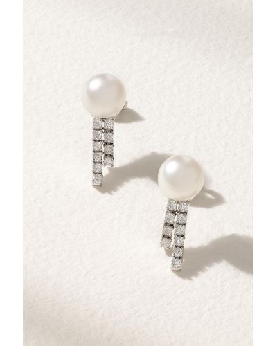 Mizuki Boucles D'oreilles En Or Blanc 18 carats (750/1000), Perles Et Diamants - Neutre