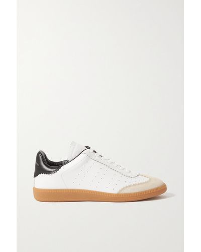 Isabel Marant Bryce Suede-trimmed Perforated Leather Trainers - White