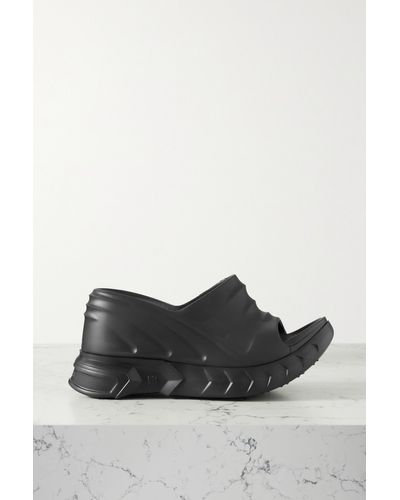 Givenchy Marshmallow Rubber Platform Wedge Mules - Black