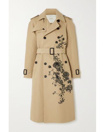 Adam Lippes Belted Double-breasted Embroidered Twill Trench Coat - Natural