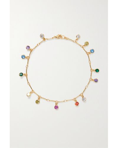 Roxanne Assoulin Rainbow Fringe Gold-tone Crystal Anklet - Multicolour