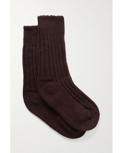 The Elder Statesman Yosemite Ribbed Cashmere Socks - Brown