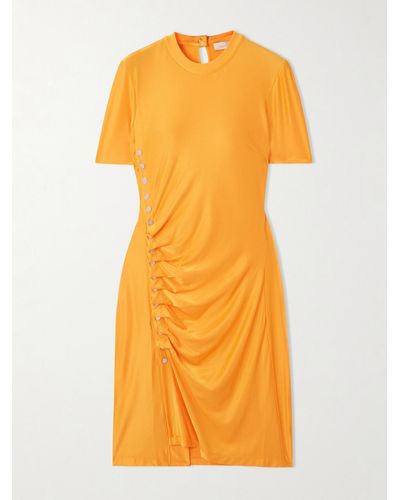 Rabanne Mini-robe En Satin Stretch À Boutons - Orange
