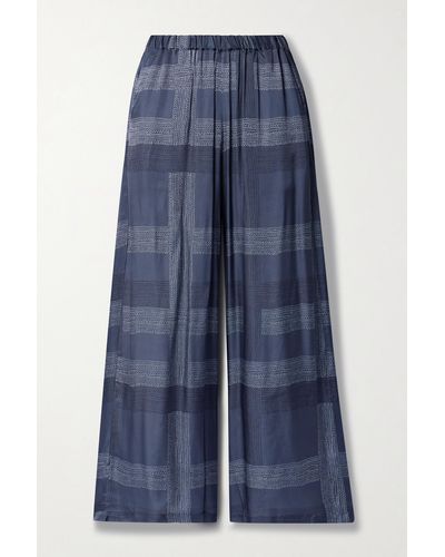 lemlem + Net Sustain Desta Striped Charmeuse Straight-leg Trousers - Blue