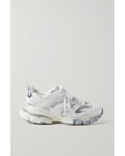 Balenciaga Track Sneakers Aus Mesh Und Gummi Mit Lederbesätzen Und Logodetail - Weiß