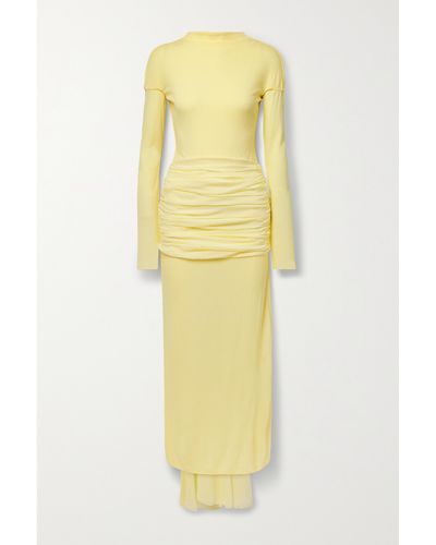 Givenchy Panelled Ruched Crepe Gown - Yellow