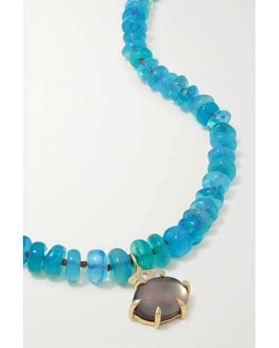 Andrea Fohrman 14-karat Gold, Opal, Labradorite And Diamond Necklace - Blue