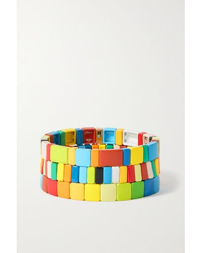 Roxanne Assoulin Rainbow Brite Set Of Three Enamel Bracelets - Blue