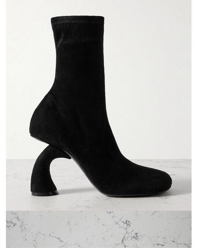 Dries Van Noten Sock Boots Aus Veloursleder - Schwarz