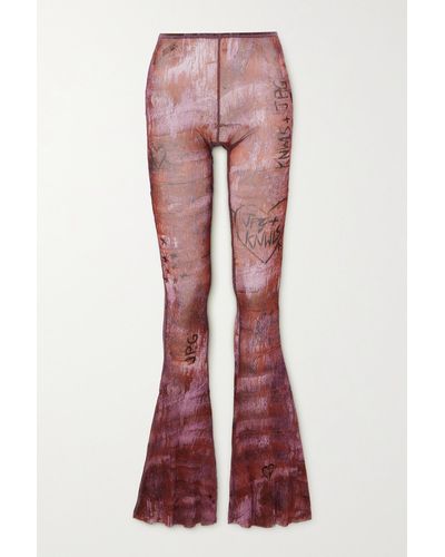 Jean Paul Gaultier + Knwls Printed Mesh Flared Pants