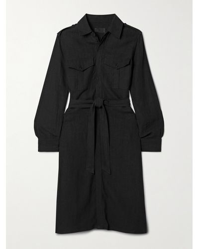 Nili Lotan Marcia Belted Linen-voile Midi Shirt Dress - Black