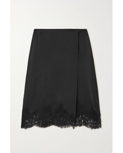 Stella McCartney + Net Sustain Lace-trimmed Satin Skirt - Black